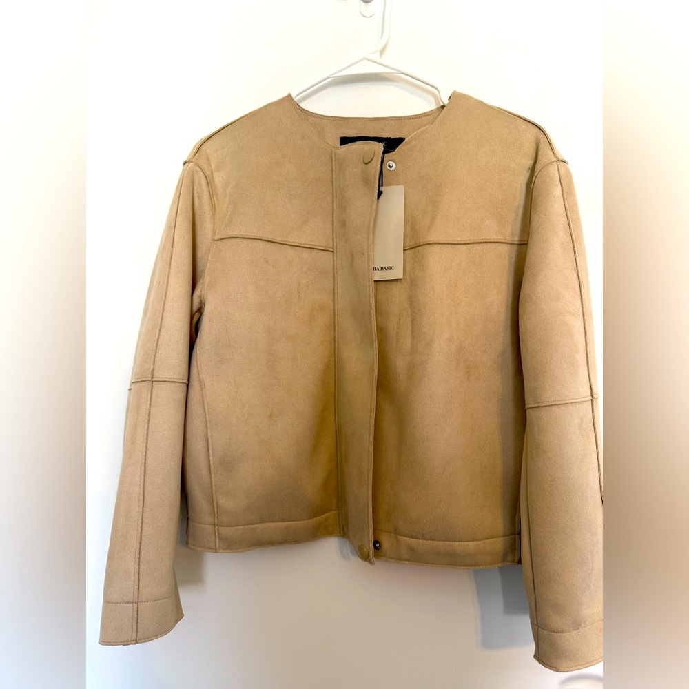New Zara Blush Faux Suede Jacket Size M